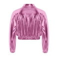 thumbnail image 6 of TiaoBug Kids Shiny Metallic Bomber Jacket Boys Girls Motorcycle Baseball Long Sleeve Zip Up Coats Pink 10, 6 of 7