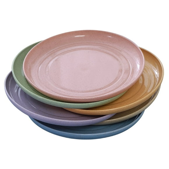 Nvzi Plato circular para aperitivos de 6 piezas, plato pequeño multiusos, bandeja para postre de frutas y paja de trigo