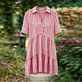 thumbnail image 6 of Atogsazn Womens Summer Striped Mini Dress Casual V Neck Button Short Sleeve Flowy Dresses A-Line Sundress Red XXL Fashion, 6 of 7