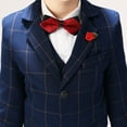 thumbnail image 4 of Lycody 4pcs Boys Formal Silm Fit Plaid Suits Dresswear Boy Suit for Kids Wedding Ring Bearer Complete Outfit Suits Set,Navy Blue, 4 of 10