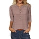 thumbnail image 1 of Fiudx Liquidación de Ahorros de Verano Camiseta Holgada de Manga 3/4 con Botones Estampados para Mujer, 1 of 3