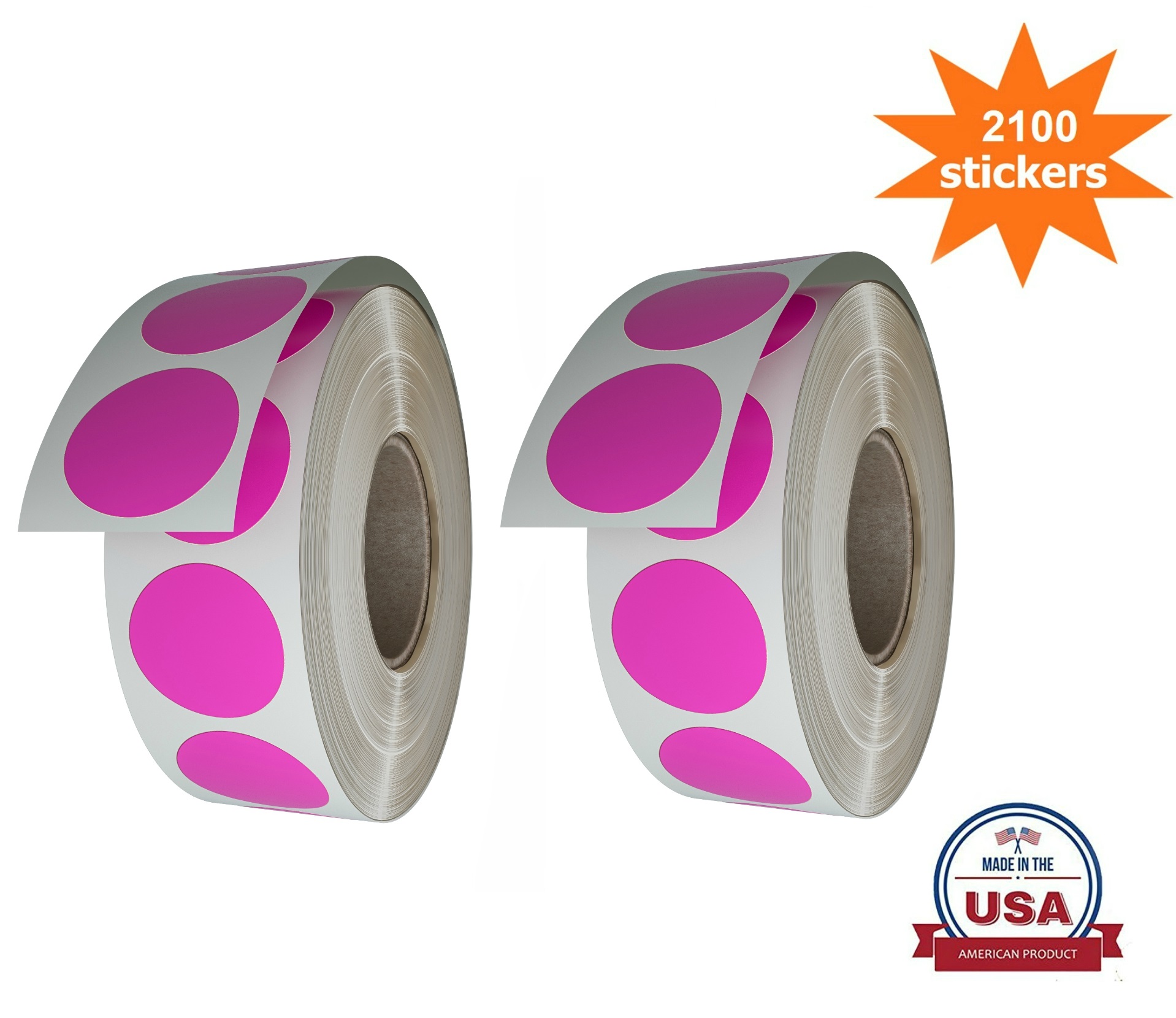 Royal Green 3/4" Fluorescent Pink Colored Dot Stickers (19MM) 2100