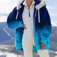thumbnail image 3 of Abrigo de mujer con capucha, acogedor, con cremallera, manga larga, cordón ajustable, forro polar de peluche, suave, cálido, holgado, cárdigan, abrigo grueso resistente a la intemperie (XL), 3 of 4