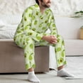 thumbnail image 6 of KLL Avocado With Leaf And Flower Sleepwear Mens Flannel Pajamas,Long Cotton Pj Set, 6 of 7