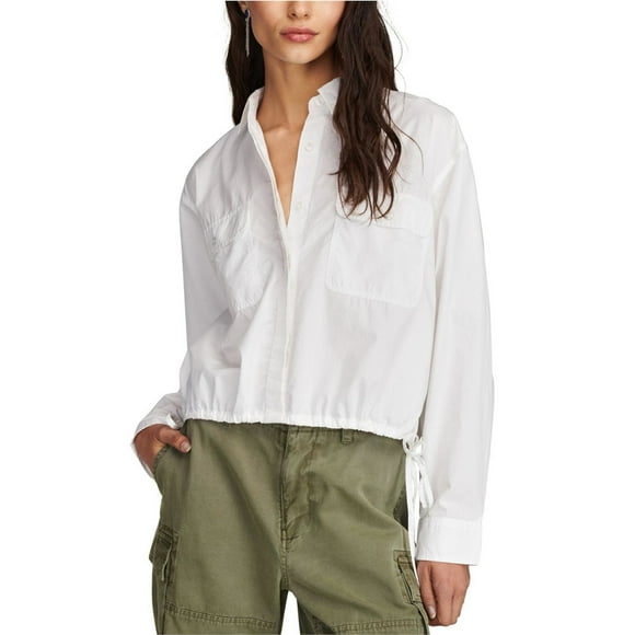 Lucky Brand Womens Utility Button Up Shirt, White, X-Small