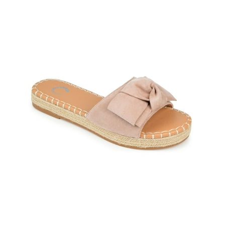 

JOURNEE COLLECTION Womens Brown Whipstitch Bow Accent Padded Evva Round Toe Platform Slip On Espadrille Shoes 9