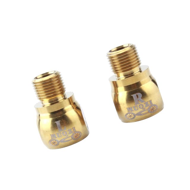 kurtrusly 1 Pair Bike Bicycle Fixie Pedal Extender Adapters Extension Screws Golden