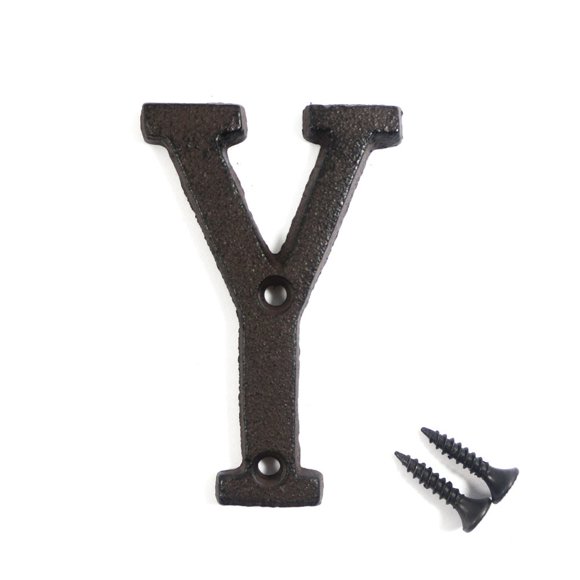 KiaoTime 3" Vintage Decorative Cast Iron Metal Alphabet Letters Wall Sign Hanging Address Name Sign Letter 'Y'