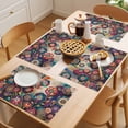 thumbnail image 5 of Dream Floral Placemats Set of 1, Vintage Colorful Flowers Retro Ethnic Non-Slip Place Mats Washable Table Mats for Kitchen Dining Table Decorations Indoor/Outdoor, 5 of 9