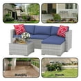 thumbnail image 5 of 5 Piece Outdoor Patio Furniture Set, All-Weather Outdoor Sectional Sofa with Non-Slip Silicone Suction Cup, Blue Cushion, Water-Resistant PE Wicker, for Garden, Patio, Balcony, 5 of 7