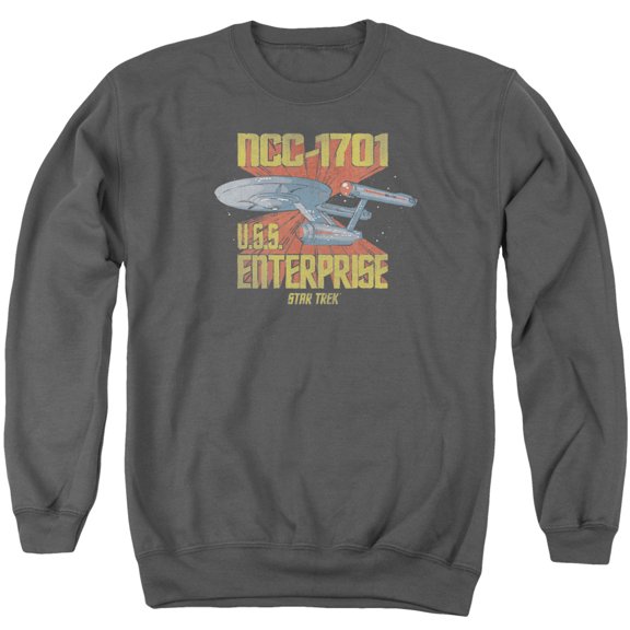 Star Trek Ncc1701 Adult Crewneck Sweatshirt Charcoal