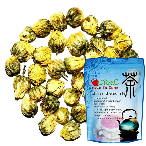 Chinese Tea Culture Chrysanthemum Tea, decaffeinated, it has a delicate, slightly floral aroma and a slightly sweet, refreshing taste, loose leaf tea - 1oz