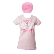 Breast Cancer Awareness Kit - Save Second Base T-Shirt + Bedazzled Newsboy L