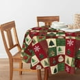 thumbnail image 2 of Christmas Tablecloth 60×60 Inch Round, Green Tree Snow Red Washable Table Cover for Party Picnic Dinner Decor, 2 of 6