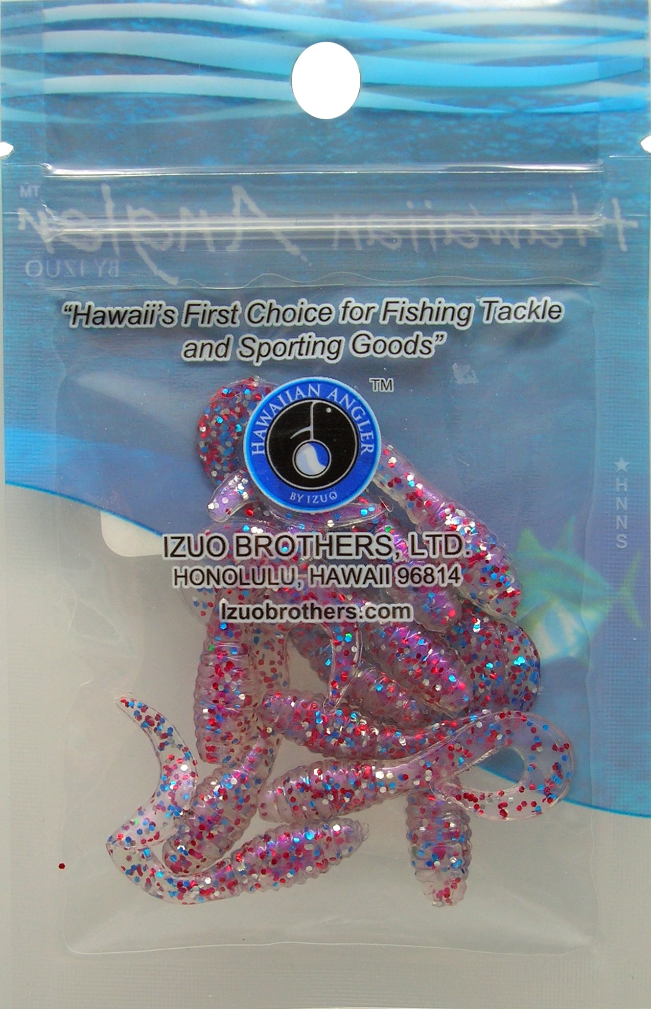 Hawaiian Angler 2 Inch Grub Plastic Bait Purple Obake Fire for Saltwater and Freshwater Fishing