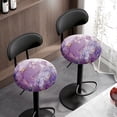 thumbnail image 3 of ZIATUBLE Purple Marble Print Bar Stool Seat Dust Covers Washable Elastic Seat Cushion Covers 12-14 Inch Dustproof Seat Cover for Vanity Chair Set 2 Pack Stool Seat Covers Cushion, 3 of 6