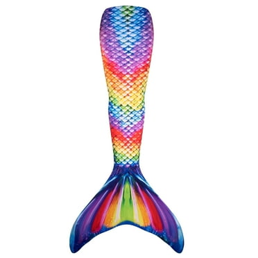 Fin Fun Mermaidens - Mermaid Swimming Tail with Monofin for Teens, Teen 14 Size, Rainbow Reef, 2 Pcs