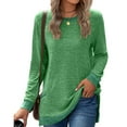 thumbnail image 2 of Timegard Womens Tops Crewneck Long Sleeve Color Block Comfy Tee Fall Casual Loose Tops with Pockets, 2 of 4