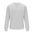 thumbnail image 5 of PNTUTB Men's Casual Solid Color Checkered Crew Neck Long Sleeve Comfortable Fashion Versatile Pullover Loose Tops, 5 of 6