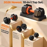 FED Fitness 2026 Updated Adjustable Dumbbells Set 25LB A Pair Dumbbells Weights, 10 in 1 Free Weights with Anti-Slip Handle, Suitable for Home Gym Exercise Equipment