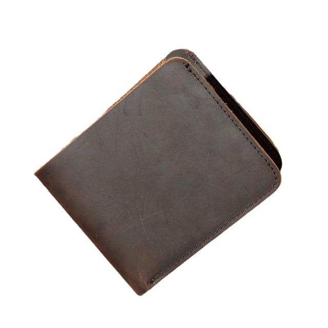 fastboy Men Retro Wallet Money Clips Bag Coin Pocket Slim Purse Cowhide Change Card Fashionable for Office Driver License Case Dark Coffee Horizontal