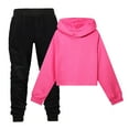 thumbnail image 2 of Boys Girls Sweatsuit Set 2 Piece Long Sleeve Hot Pink Pullover Hoodie Sweatpants Joggers Set Fall Winter Clothes Preppy Clothes for Girls 5-6 Years Boys Girls Fashion, 2 of 4