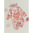 thumbnail image 3 of Bagilaanoe Newborn Baby Girl Jumpsuit Floral Long Sleeve Bodysuit + Headband 3M 6M 12M 18M Infant Casual One Piece Romper, 3 of 8