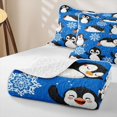 thumbnail image 4 of Erosebridal Cheerful Penguin Quilt Full for Boys Men, Ice Snowflake Print Full Bedspread Sets, Royal Blue, 3pcs, 4 of 7