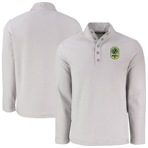 Men's-Cutter & Buck Gray Nashville SC Hunts Point Eco Textured Fleece Recycled Quarter-Snap Pullover
