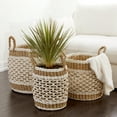 thumbnail image 3 of DecMode 18", 17", 16" Brown Plastic Boho Storage Basket, 3 - Pieces, 3 of 11