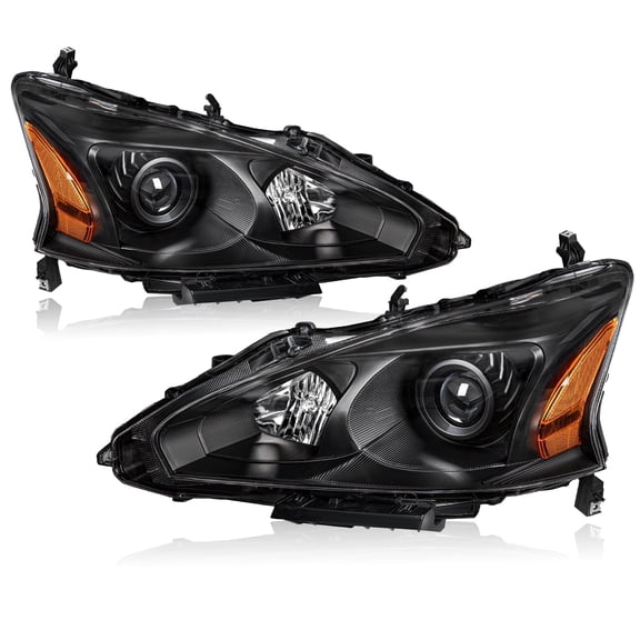 For 2013-2015 Nissan Altima Sedan Black Projector Headlights Assembly Pair 13-15