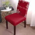 thumbnail image 3 of Chair Covers for Dining Room Set of 6,Merry Christmas White Snowflakes on Red Stretch Seat Protector Removable Washable Chairs Slipcovers for Kitchen Banquet Wedding Hotel,Xmas Celebration, 3 of 6