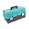 thumbnail image 3 of Caja de Herramientas portátil, organizador de herramientas, práctico Estuche de transporte de dos capas con asa para el hogar, coche, almacén, garaje Verde, 3 of 8