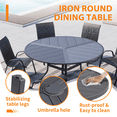 thumbnail image 2 of ELPOSUN 7-Piece Outdoor Patio Dining Set, Patio Dining Table Set for 6,Textilene Chairs & Round Steel Dining Table with Umbrella Hole, All-Weather Patio Dining Furniture Set for Garden, Dark gray, 2 of 6