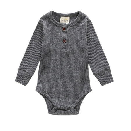 

adviicd Baby Boy Rompers Kids Baby Girls Boys Long Sleeve Solid Ribbed Romper Bodysuit 7 Month Baby