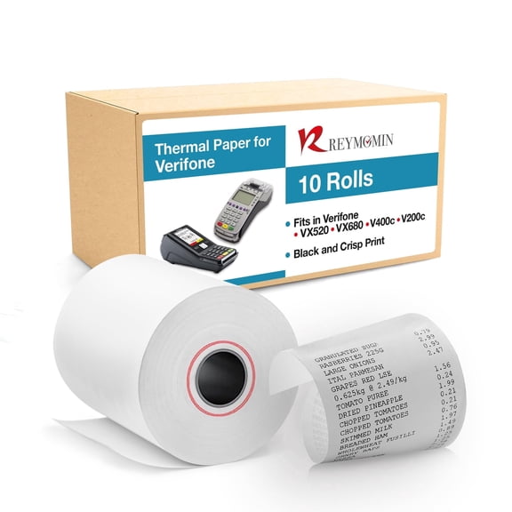 Thermal Paper Rolls for Verifone Vx520, Vx680, T650, P400m – Thermal Receipt Paper for Credit Card Machines (10 Rolls)