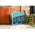 thumbnail image 3 of Grateful Thankful Blessed Blue Woodgrain 10 x 10 Wood Tabletop Sign Plaque, 3 of 4