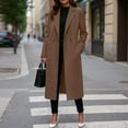 thumbnail image 2 of Women’s Long Sleeve Double Breasted Notched Lapel Wool Blend Overcoat with Classic Tailored Fit for Office and Casual Wear Coffee L, 2 of 4