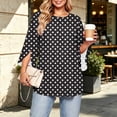 thumbnail image 6 of Maplenight Long Blouses for Women Slit 3/4 Sleeve Polka Dot Tunic Tops Relaxed Fit Business Office Dressy Blouses, 6 of 7