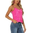 thumbnail image 4 of INSPIRE CHIC Women's Sequin Spaghetti Strap Crop Camisole Tank Tops S Neon Pink, 4 of 6