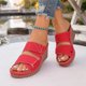 thumbnail image 4 of Mujeres Zapatillas de Verano Moda Casual Color Sólido Boca de Peces Zapatillas de Cuña de Fondo Grueso, 4 of 9