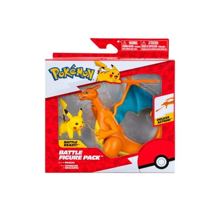 Pokemon Battle Figure 2 Pack - Features 4.5-Inch Charizard and 2-Inch Pikachu Battle Figures