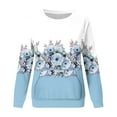 thumbnail image 4 of Meichang Chandails en Molleton pour Femmes Manches Longues Col Rond Coupe Ample Pull Tunique Graphique Florale Mode Chandails en Molleton à Blocs de Couleur avec Poche, 4 of 5