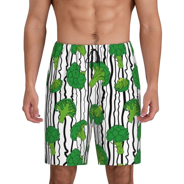 Fotbe Broccoli 2 Pantalones Cortos de Pijama para Hombre, Ropa de Dormir, Pantalones de Pijama Cortos para Hombre-XX-Large
