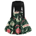 thumbnail image 2 of Christmas Dresses for Women Women's Christmas Printed Long Sleeve Round Neck Plus Size Evening Prom Dresses for Formal Christmas Party,Dark Green,3XL, 2 of 5