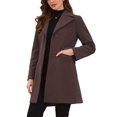 thumbnail image 4 of Winter Coats for Women's Lapel Collared Single Breasted with Belt Overcoat Trench Outerwear S Coffee, 4 of 6