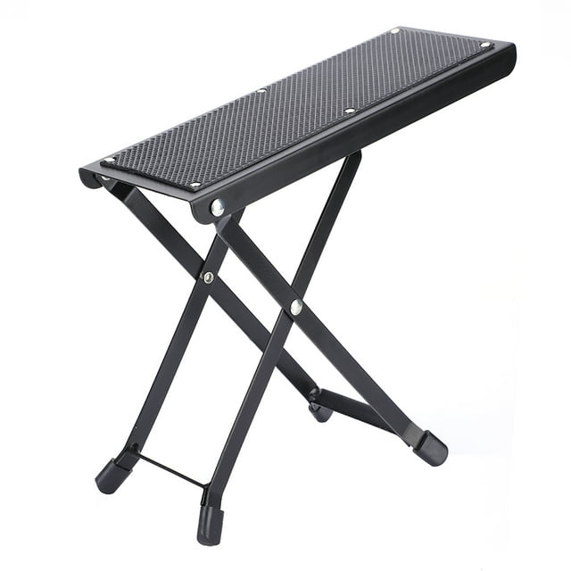 Guitar Foot Stool, Folding 4 Positions Anti Slip Adjustable Metal Guitar Foot Rest Stool Pedal Stand