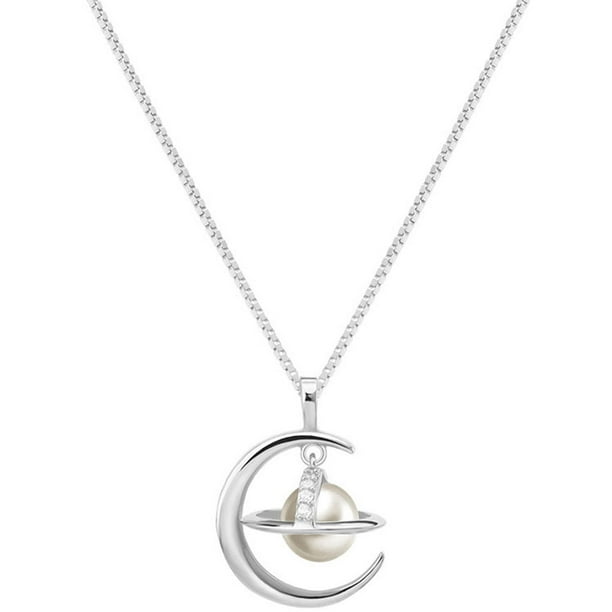 Collar de luna planeta cadena de clavícula colgante collar obsequio para graduación de cumpleaños