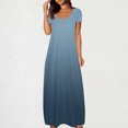 thumbnail image 2 of Meichang Robes d'Été pour Femmes 2025 Robe Maxi Grande Taille Imprimé Dégradé Robe Décontractée Manches Courtes Col Rond Robes T-Shirt Travail Coupe Ample Longue Robe, 2 of 6