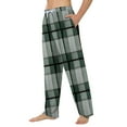 thumbnail image 5 of Men's Home Soft Pajama Pants, Plaid Print Drawstring Pocket Casual Lounge Pants for Fall, Winter and Home Comfort,Green,2XL, 5 of 8